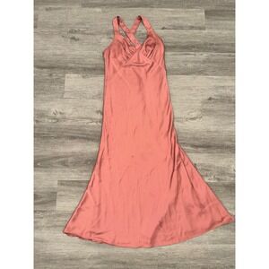 Birdy Grey Coral Pink Floor Length Bridesmaid Prom Wedding Guest Dress, Large